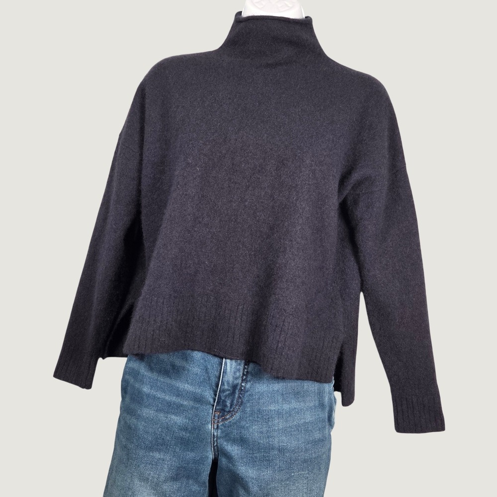 Madewell Women Medium Responsible Cashmere Mockneck Sweater Long Sleeve Black